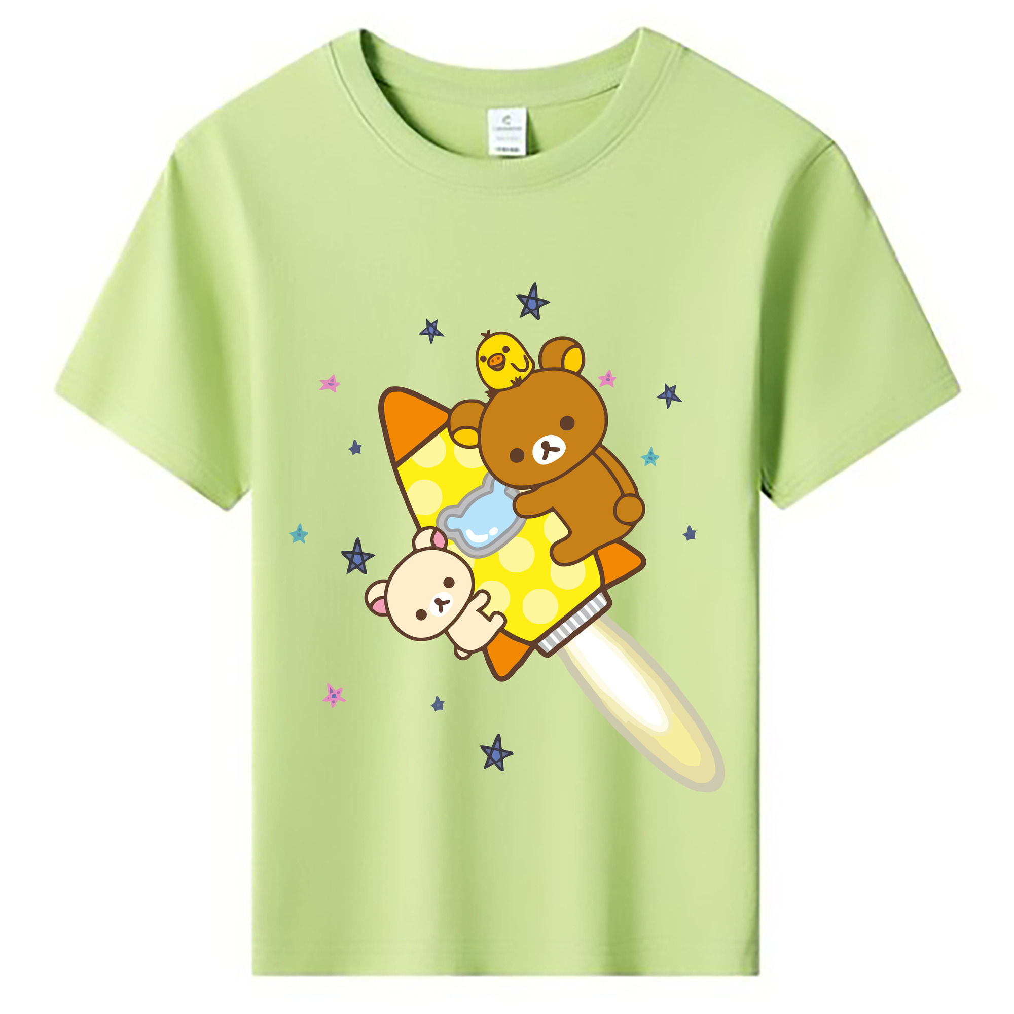 （画像用） リラックマ リラックマ キイロイトリ Rilakkuma Korilakkuma Kiiroitori 綿100％キッズTシャツ（フロントプリント）
